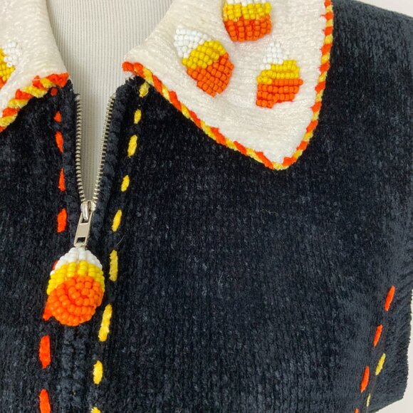 Vintage The Collective Works of Berek 2 Black Halloween Beaded Vest Sz M - Picture 15 of 16